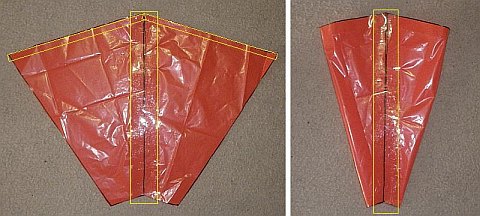 The Parafoil kite - seams and leading edge taped.